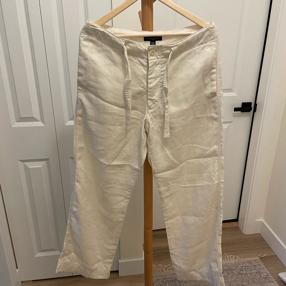 Banana Republic Cream Wide Leg Linen Pants